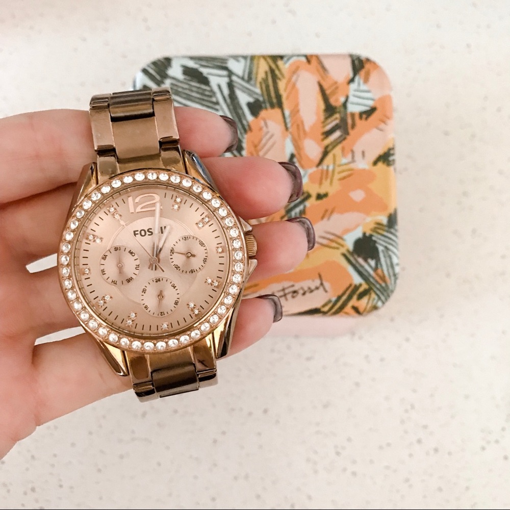 Fossil Gold Women's Watch with Crystal Accents